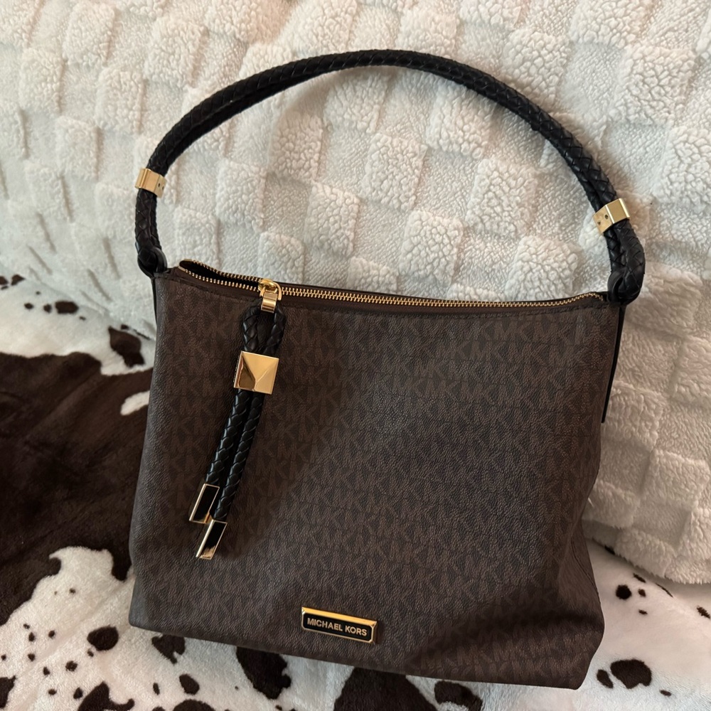 Michael Kors Dark Brown and Black Shoulder Bag